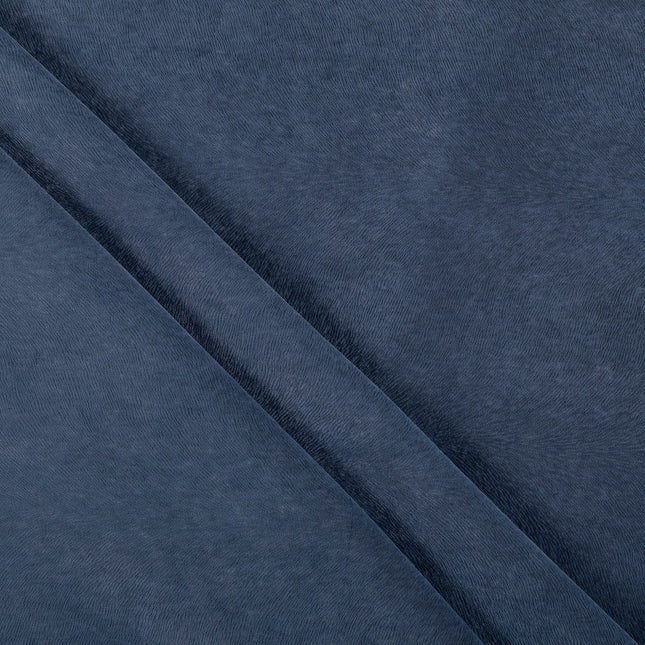 Dark Greyish Blue Colour Brushed Textured Velvet Flock Easy Clean Sofa, Chair and Curtain Fabric