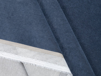 Dark Greyish Blue Colour Brushed Textured Velvet Flock Easy Clean Sofa, Chair and Curtain Fabric