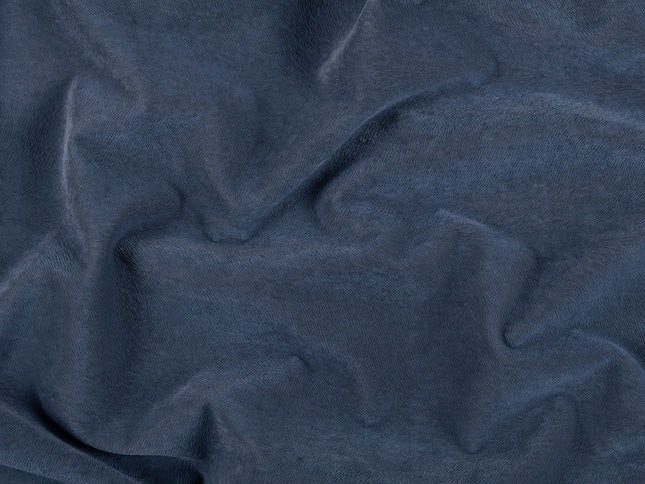 Dark Greyish Blue Colour Brushed Textured Velvet Flock Easy Clean Sofa, Chair and Curtain Fabric