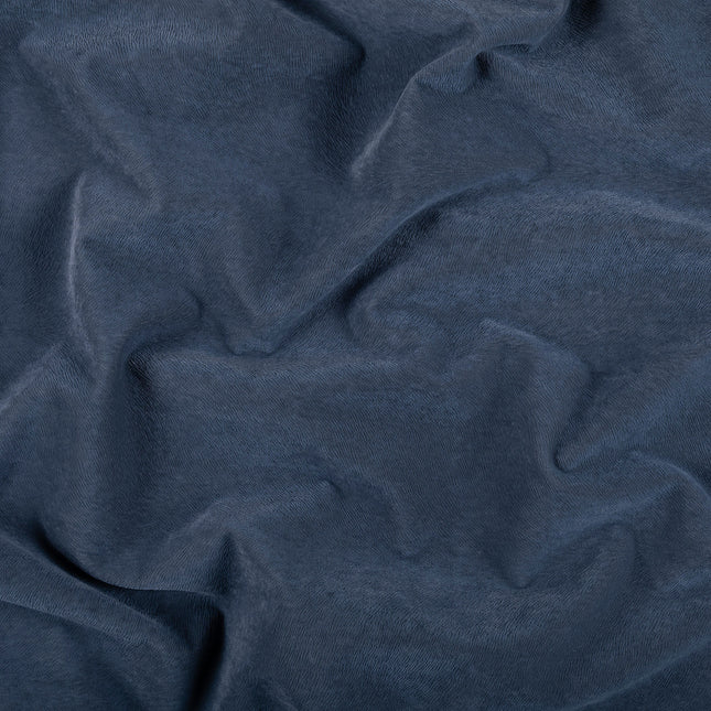Dark Greyish Blue Colour Brushed Textured Velvet Flock Easy Clean Sofa, Chair and Curtain Fabric