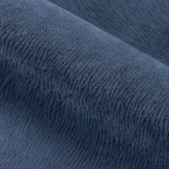 Dark Greyish Blue Colour Brushed Textured Velvet Flock Easy Clean Sofa, Chair and Curtain Fabric
