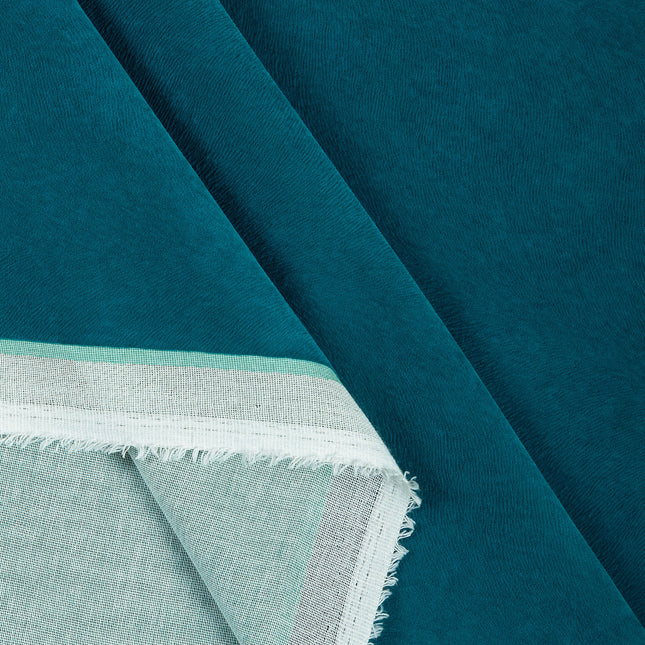 Turquoise Colour Brushed Textured Velvet Flock Easy Clean Sofa, Chair and Curtain Fabric