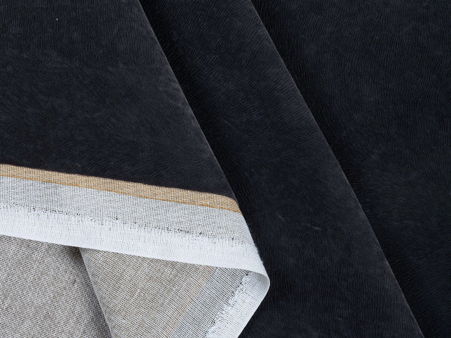 Dark Charcoal Grey Colour Brushed Textured Velvet Flock Easy Clean Sofa, Chair and Curtain Fabric
