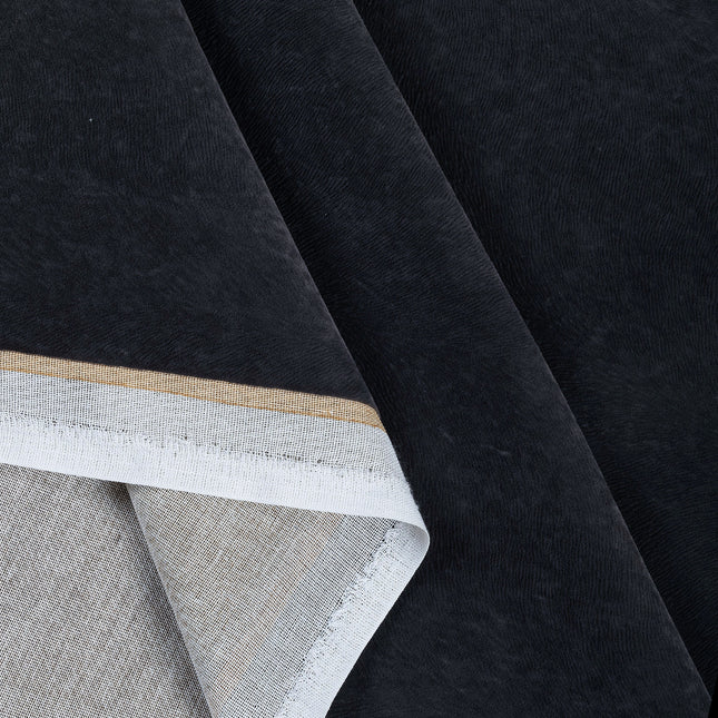 Dark Charcoal Grey Colour Brushed Textured Velvet Flock Easy Clean Sofa, Chair and Curtain Fabric