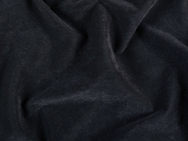 Dark Charcoal Grey Colour Brushed Textured Velvet Flock Easy Clean Sofa, Chair and Curtain Fabric