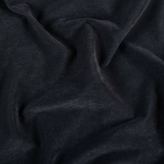 Dark Charcoal Grey Colour Brushed Textured Velvet Flock Easy Clean Sofa, Chair and Curtain Fabric