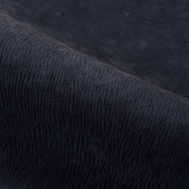 Dark Charcoal Grey Colour Brushed Textured Velvet Flock Easy Clean Sofa, Chair and Curtain Fabric