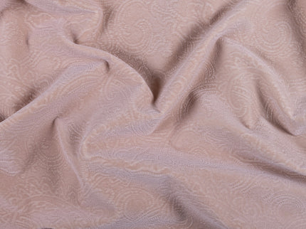 Peanut Brown Colour Embossed Leaves Pattern Velvet Flock Easy Clean Sofa, Chair and Curtain Fabric