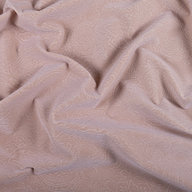 Peanut Brown Colour Embossed Leaves Pattern Velvet Flock Easy Clean Sofa, Chair and Curtain Fabric