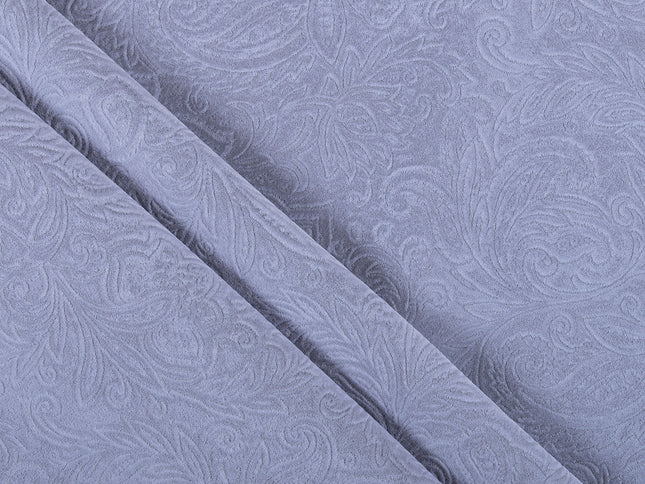 Light Grey Colour Embossed Leaves Pattern Velvet Flock Easy Clean Sofa, Chair and Curtain Fabric