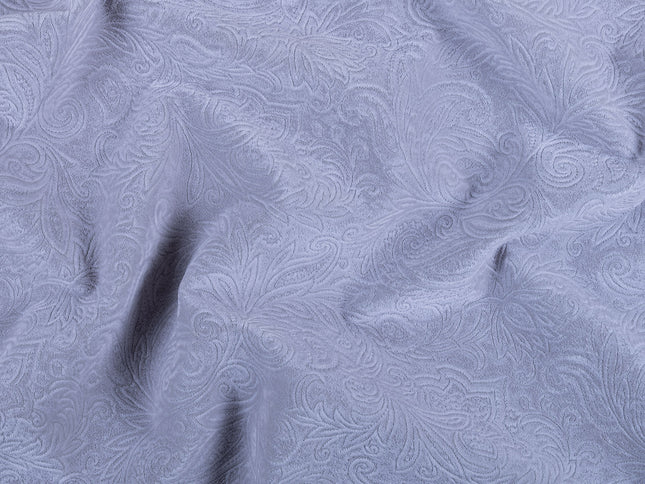 Light Grey Colour Embossed Leaves Pattern Velvet Flock Easy Clean Sofa, Chair and Curtain Fabric