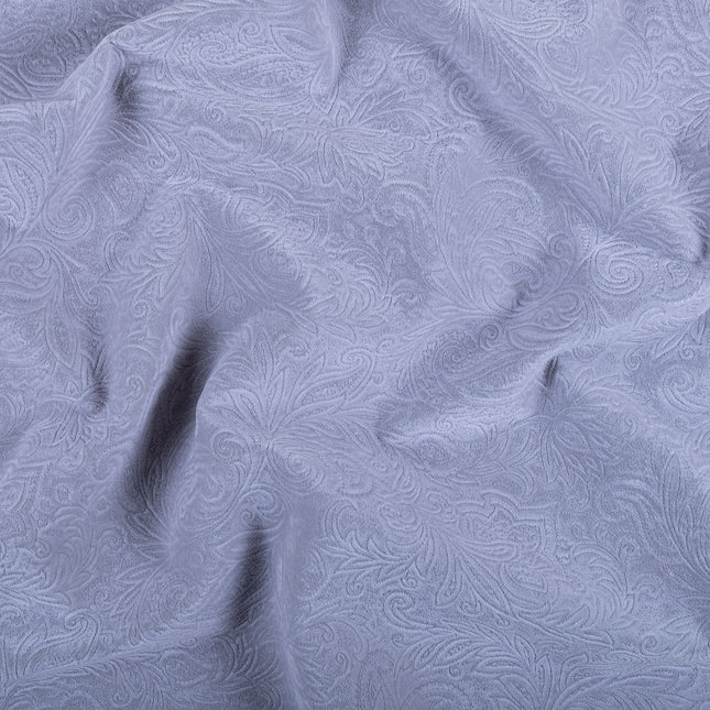 Light Grey Colour Embossed Leaves Pattern Velvet Flock Easy Clean Sofa, Chair and Curtain Fabric