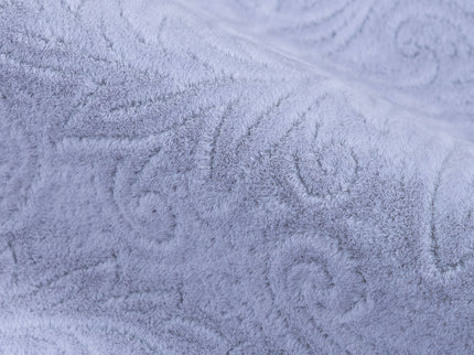 Light Grey Colour Embossed Leaves Pattern Velvet Flock Easy Clean Sofa, Chair and Curtain Fabric