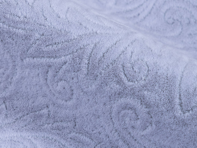 Light Grey Colour Embossed Leaves Pattern Velvet Flock Easy Clean Sofa, Chair and Curtain Fabric