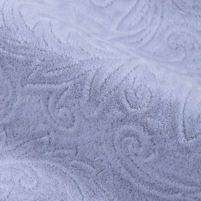 Light Grey Colour Embossed Leaves Pattern Velvet Flock Easy Clean Sofa, Chair and Curtain Fabric