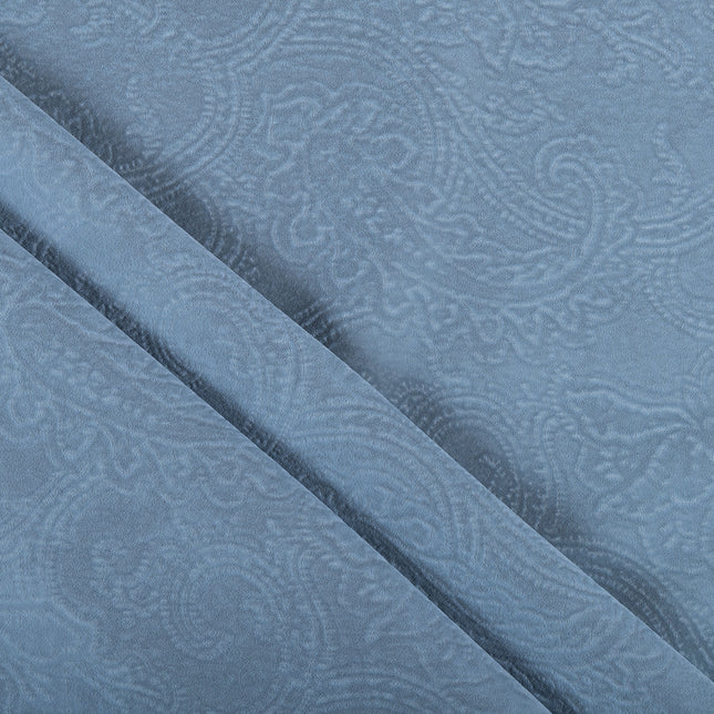 Light Sage Green Colour Embossed Leaves Pattern Velvet Flock Easy Clean Sofa, Chair and Curtain Fabric