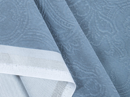 Light Sage Green Colour Embossed Leaves Pattern Velvet Flock Easy Clean Sofa, Chair and Curtain Fabric