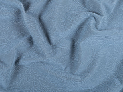 Light Sage Green Colour Embossed Leaves Pattern Velvet Flock Easy Clean Sofa, Chair and Curtain Fabric
