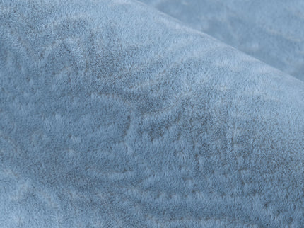Light Sage Green Colour Embossed Leaves Pattern Velvet Flock Easy Clean Sofa, Chair and Curtain Fabric
