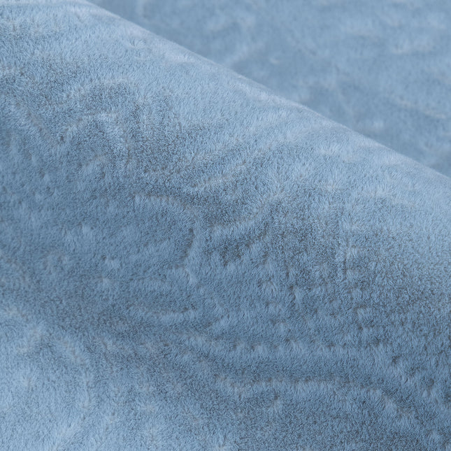 Light Sage Green Colour Embossed Leaves Pattern Velvet Flock Easy Clean Sofa, Chair and Curtain Fabric