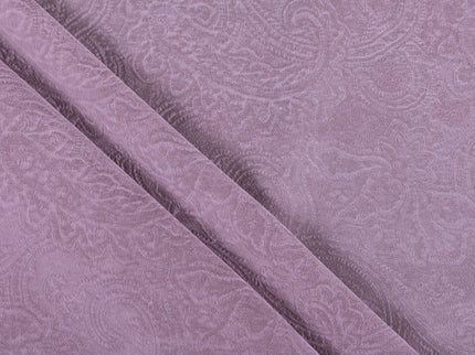 French Pink Colour Embossed Leaves Pattern Velvet Flock Easy Clean Sofa, Chair and Curtain Fabric