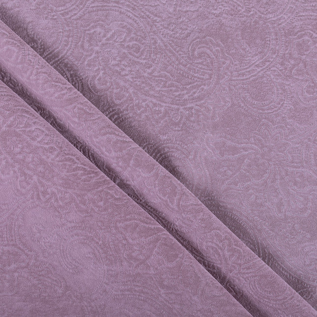 French Pink Colour Embossed Leaves Pattern Velvet Flock Easy Clean Sofa, Chair and Curtain Fabric
