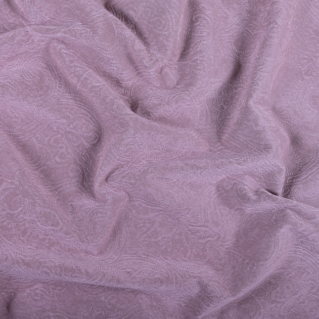 French Pink Colour Embossed Leaves Pattern Velvet Flock Easy Clean Sofa, Chair and Curtain Fabric