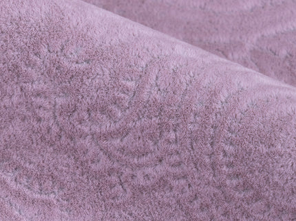 French Pink Colour Embossed Leaves Pattern Velvet Flock Easy Clean Sofa, Chair and Curtain Fabric
