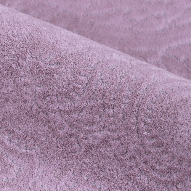 French Pink Colour Embossed Leaves Pattern Velvet Flock Easy Clean Sofa, Chair and Curtain Fabric