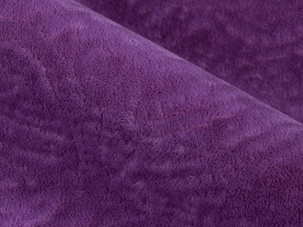 Purple Colour Embossed Leaves Pattern Velvet Flock Easy Clean Sofa, Chair and Curtain Fabric