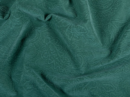 Emerald Green Colour Embossed Leaves Pattern Velvet Flock Easy Clean Sofa, Chair and Curtain Fabric