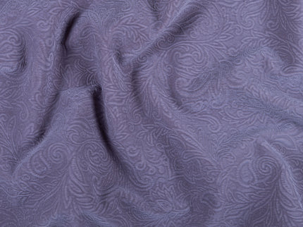 Mauve Violet Colour Embossed Leaves Pattern Velvet Flock Easy Clean Sofa, Chair and Curtain Fabric
