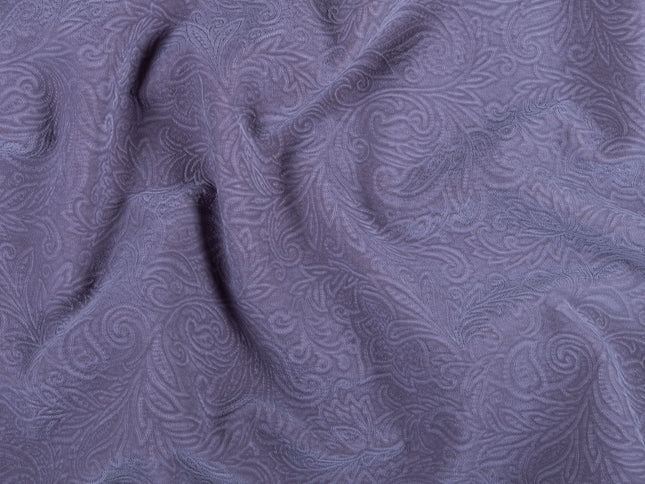 Mauve Violet Colour Embossed Leaves Pattern Velvet Flock Easy Clean Sofa, Chair and Curtain Fabric