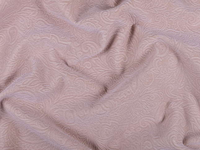 Peach Colour Embossed Leaves Pattern Velvet Flock Easy Clean Sofa, Chair and Curtain Fabric