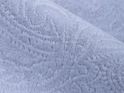 Silver Grey Colour Embossed Leaves Pattern Velvet Flock Easy Clean Sofa, Chair and Curtain Fabric