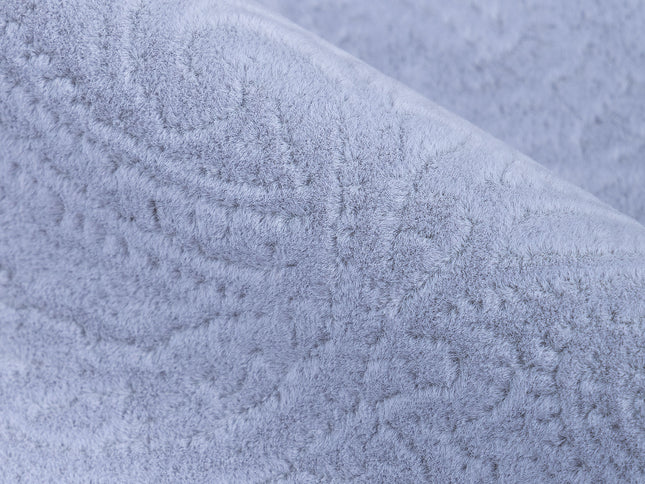 Silver Grey Colour Embossed Leaves Pattern Velvet Flock Easy Clean Sofa, Chair and Curtain Fabric