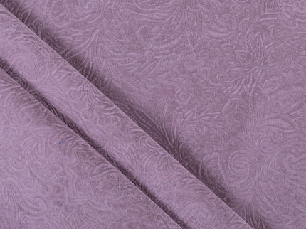 Ultra Pink Colour Embossed Leaves Pattern Velvet Flock Easy Clean Sofa, Chair and Curtain Fabric