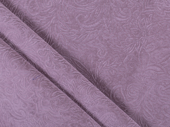 Ultra Pink Colour Embossed Leaves Pattern Velvet Flock Easy Clean Sofa, Chair and Curtain Fabric