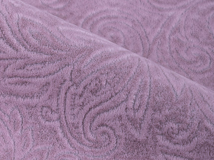 Ultra Pink Colour Embossed Leaves Pattern Velvet Flock Easy Clean Sofa, Chair and Curtain Fabric