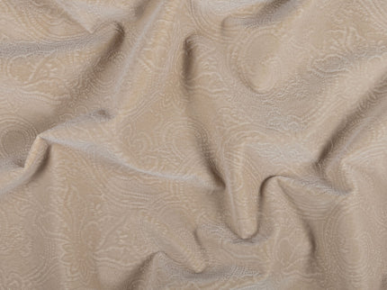 Light Camel Colour Embossed Leaves Pattern Velvet Flock Easy Clean Sofa, Chair and Curtain Fabric