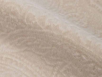 Light Camel Colour Embossed Leaves Pattern Velvet Flock Easy Clean Sofa, Chair and Curtain Fabric