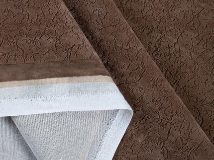 Chocolate Brown Colour Textured Velvet Flock Easy Clean Sofa and Chair Fabric