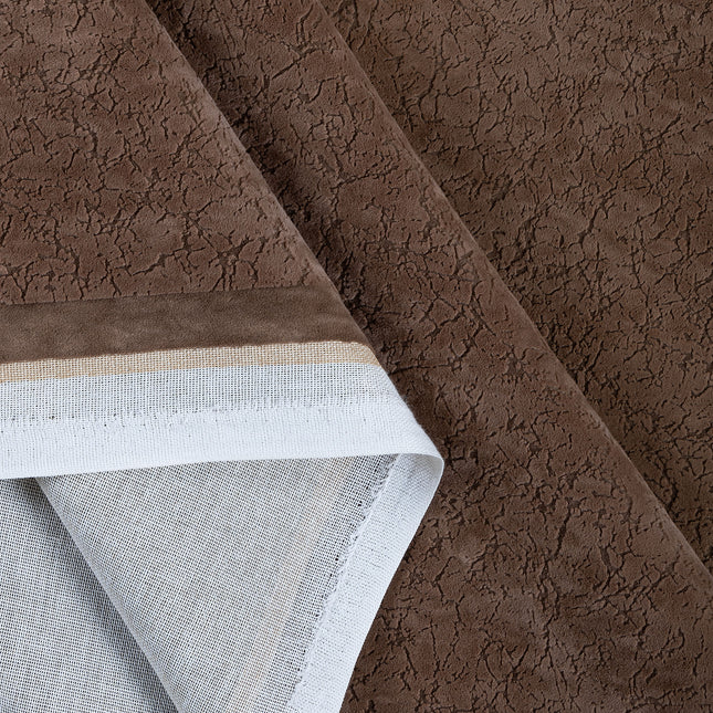Chocolate Brown Colour Textured Velvet Flock Easy Clean Sofa and Chair Fabric