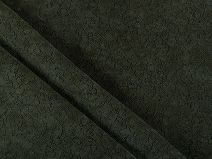 Dark Olive Green Colour Textured Velvet Flock Easy Clean Sofa and Chair Fabric