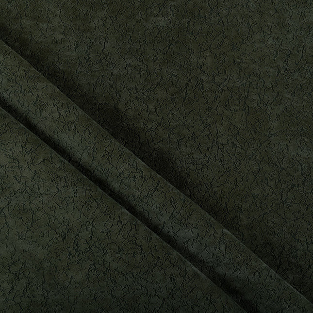 Dark Olive Green Colour Textured Velvet Flock Easy Clean Sofa and Chair Fabric