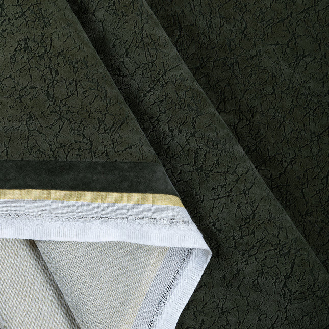 Dark Olive Green Colour Textured Velvet Flock Easy Clean Sofa and Chair Fabric