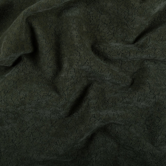 Dark Olive Green Colour Textured Velvet Flock Easy Clean Sofa and Chair Fabric