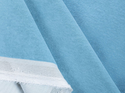 Medium Blue Colour Plain Velvet Flock Easy Clean Sofa, Chair and Curtain Fabric