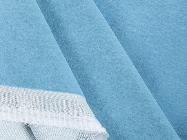 Medium Blue Colour Plain Velvet Flock Easy Clean Sofa, Chair and Curtain Fabric