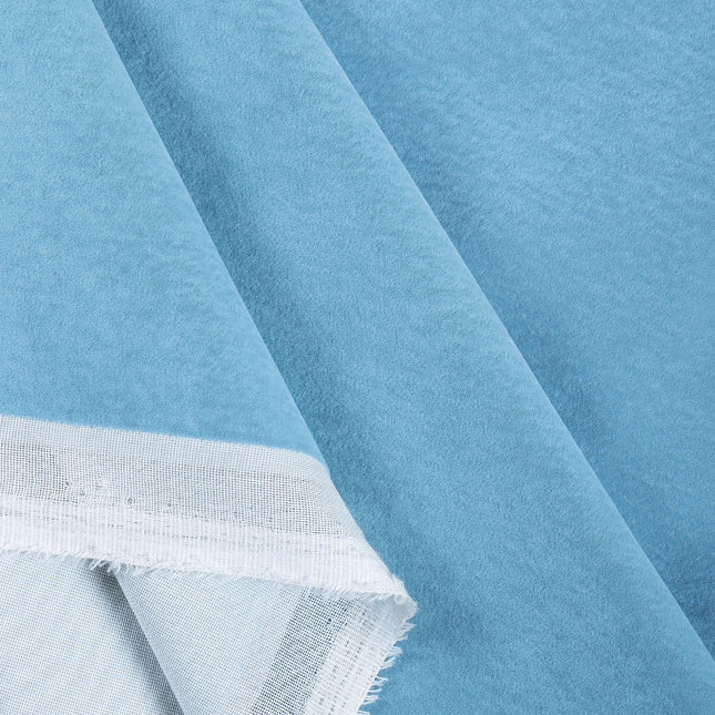 Medium Blue Colour Plain Velvet Flock Easy Clean Sofa, Chair and Curtain Fabric